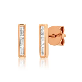 14K Baguette Diamond Studs