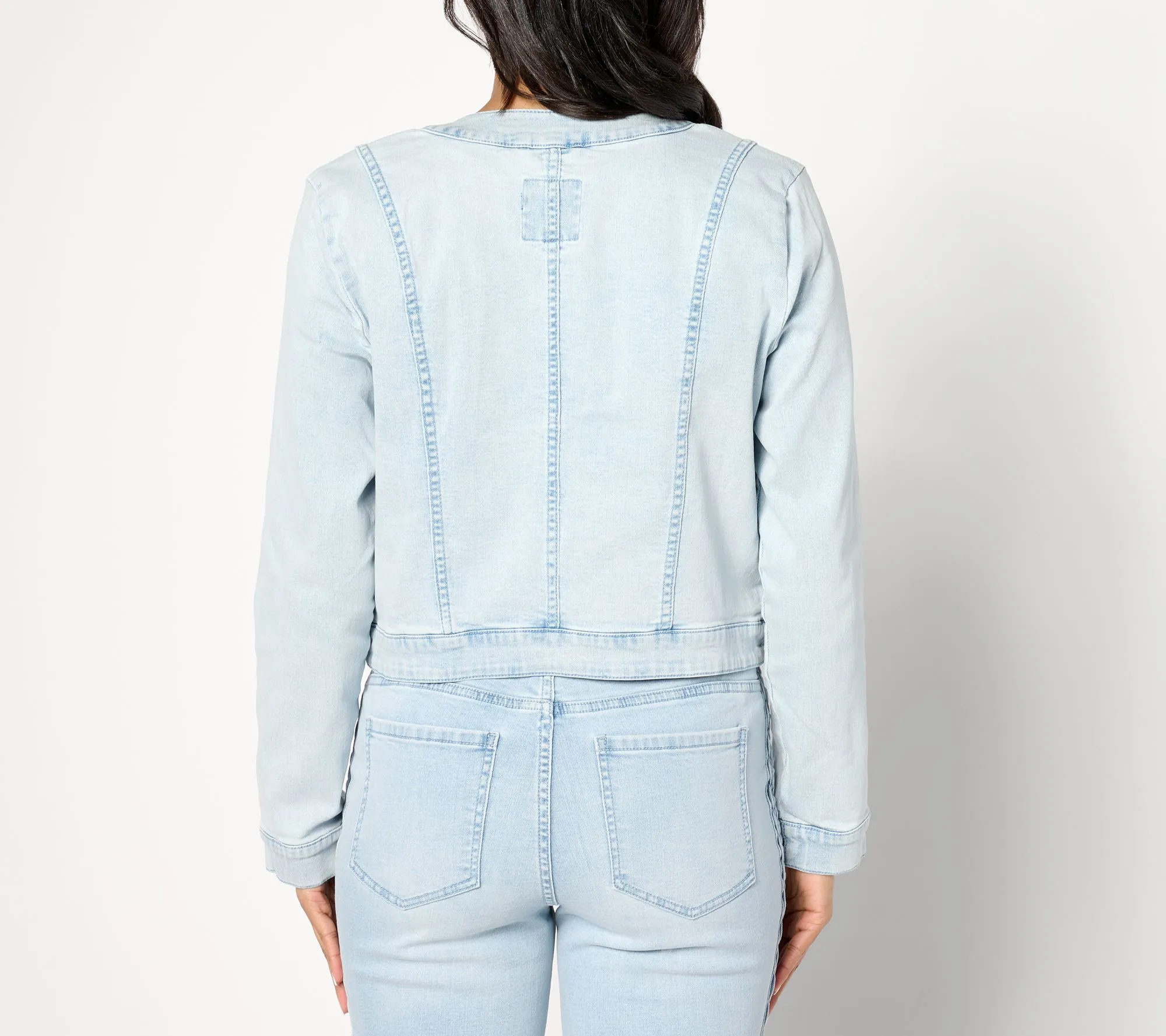 "As Is" Isaac Mizrahi Live! True Denim Crop Jacket with Braided Detail