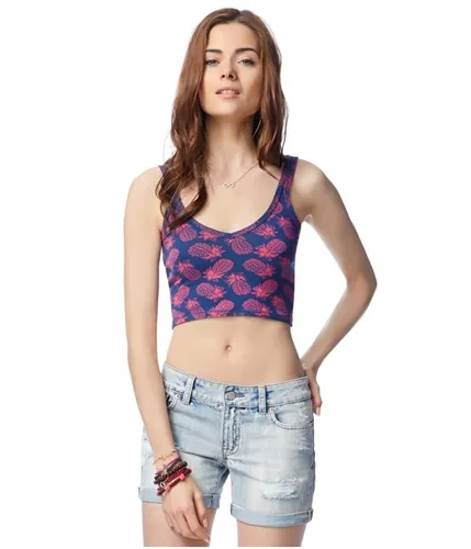 Aeropostale Womens Pineapple Crop Tank Top