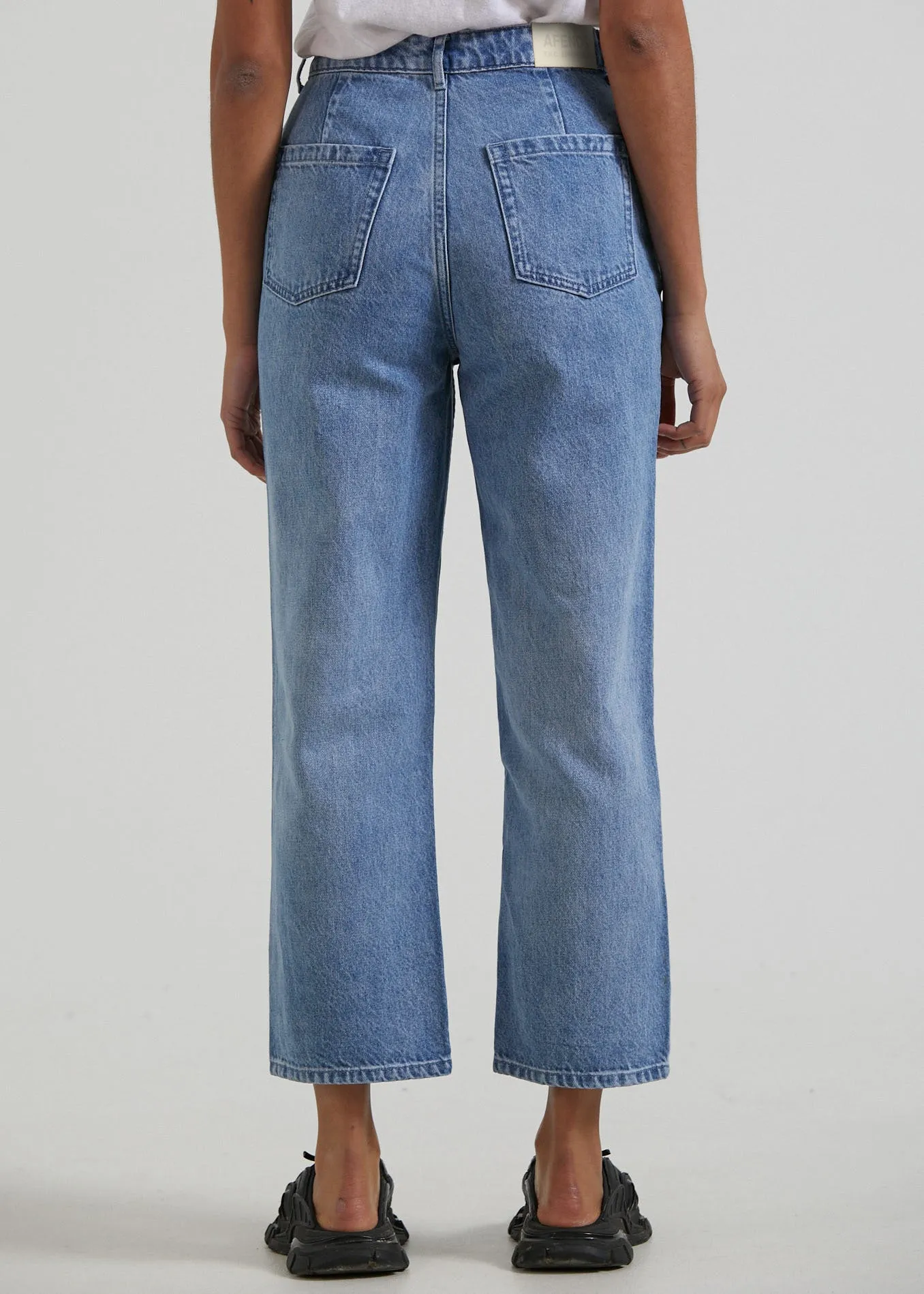 AFENDS Womens Shelby - Denim Wide Leg Jeans - Worn Blue