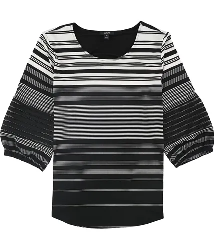 Alfani Womens Striped Illusion Sleeve Pullover Blouse