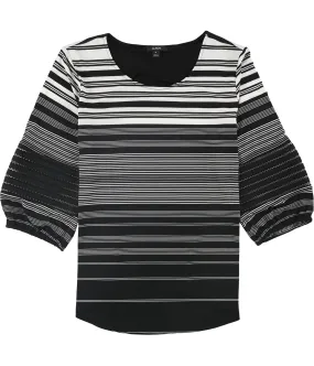 Alfani Womens Striped Illusion Sleeve Pullover Blouse