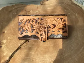 American Darling Hand Tooled Hair On Wallet