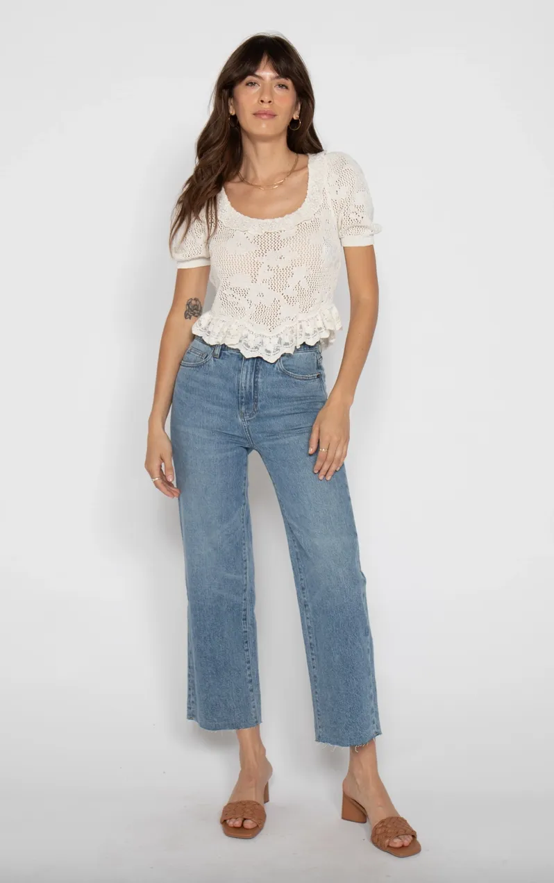 Annie Wide Leg Crop Denim Pant