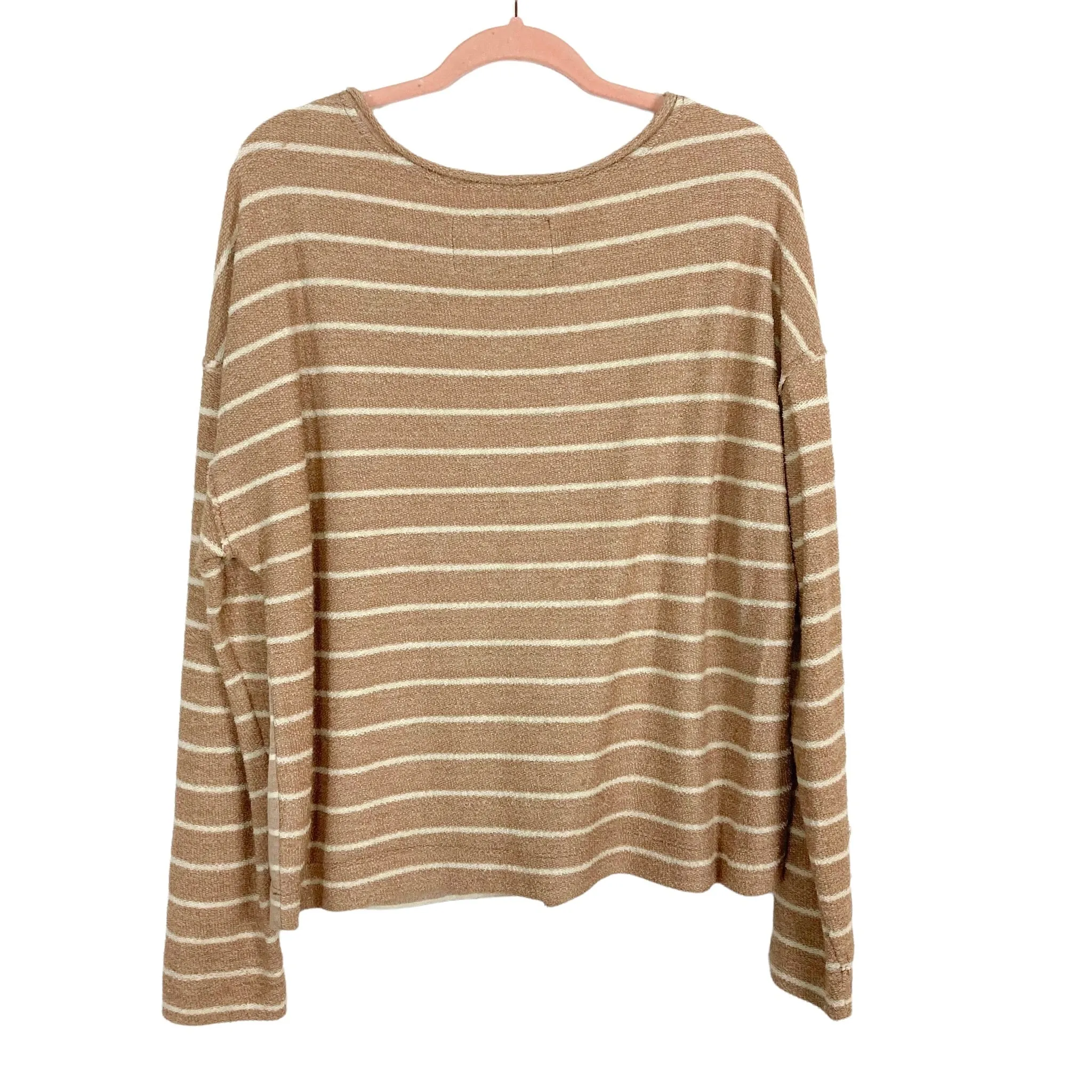 ANTHROPOLOGIE BROWN AND WHITE FRONT SEAM SWEATER- SIZE XL ( ONLINE)