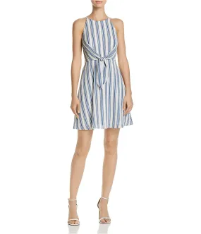 Aqua Womens Tie Front Midi Dress