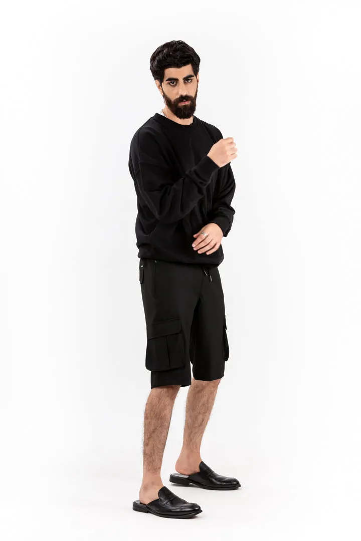 Black All Weather Essential Stretch Cargo Shorts