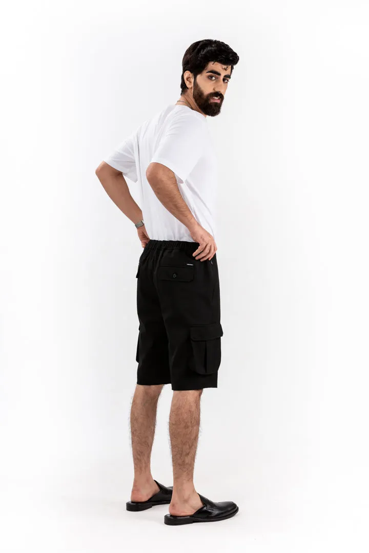 Black All Weather Essential Stretch Cargo Shorts