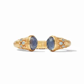 Cannes Cuff Gold Iridescent Slate Blue with Pearl Accents by Julie Vos