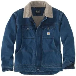 Carhartt Mens Relaxed Fit Denim Sherpa Lined Jacket