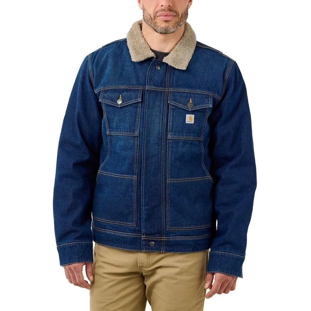 Carhartt Mens Relaxed Fit Denim Sherpa Lined Jacket