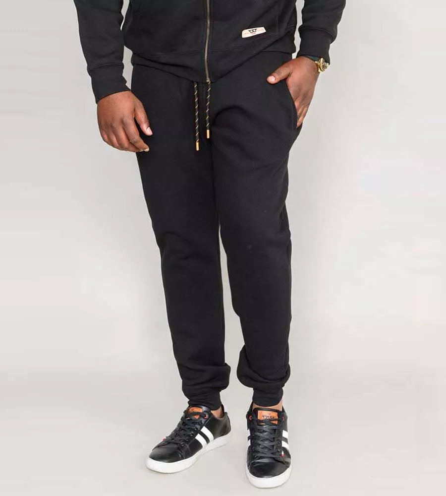 D555 MENS BLACK CUFFED JOGGER WITH SIDE POCKETS AND EMBROIDERY (BUCKINGHA