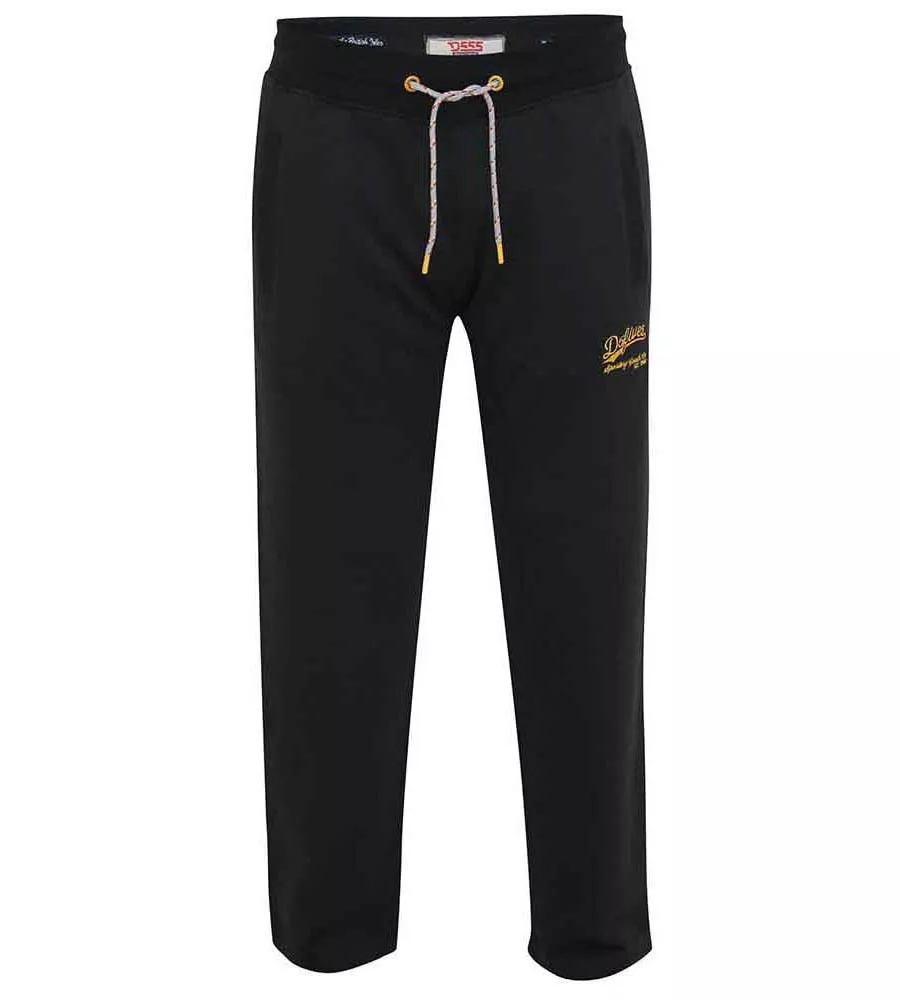 D555 Mens Black Open Hem Jogger With Embroidery (GLOUCESTER 1)