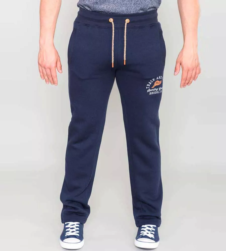 D555 Mens Navy Embroidered Jogger With Open Hem (CHILWORTH 2)