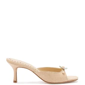 Daisy Mule In Beige Raffia