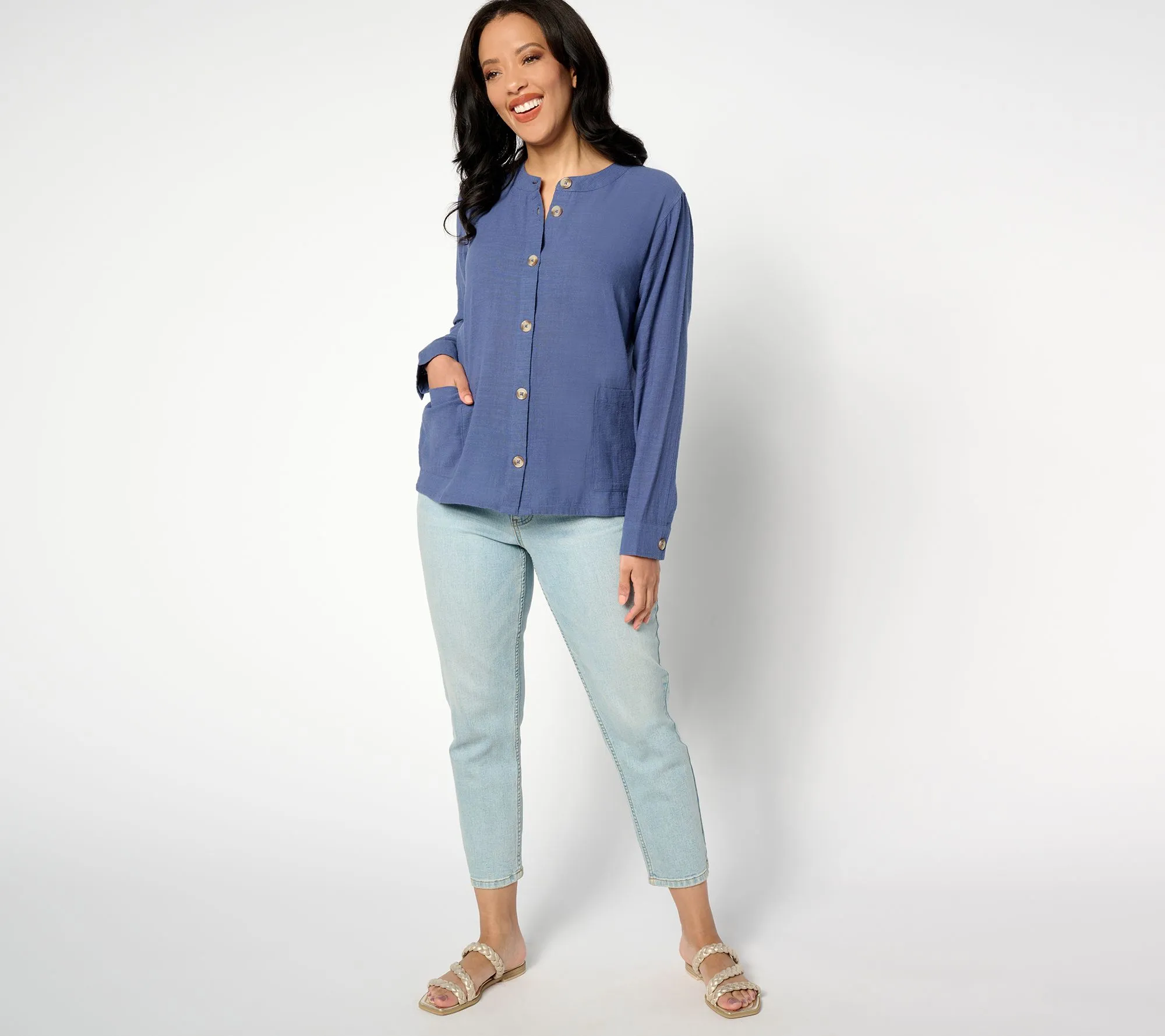 Denim & Co. Naturals Woven Gauze Jacket with Pockets