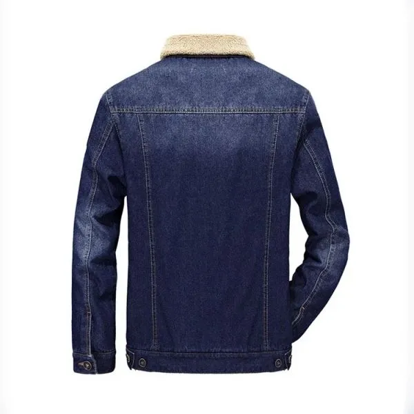 Denim Jeans Jacket for men with shearling lining collar and inside