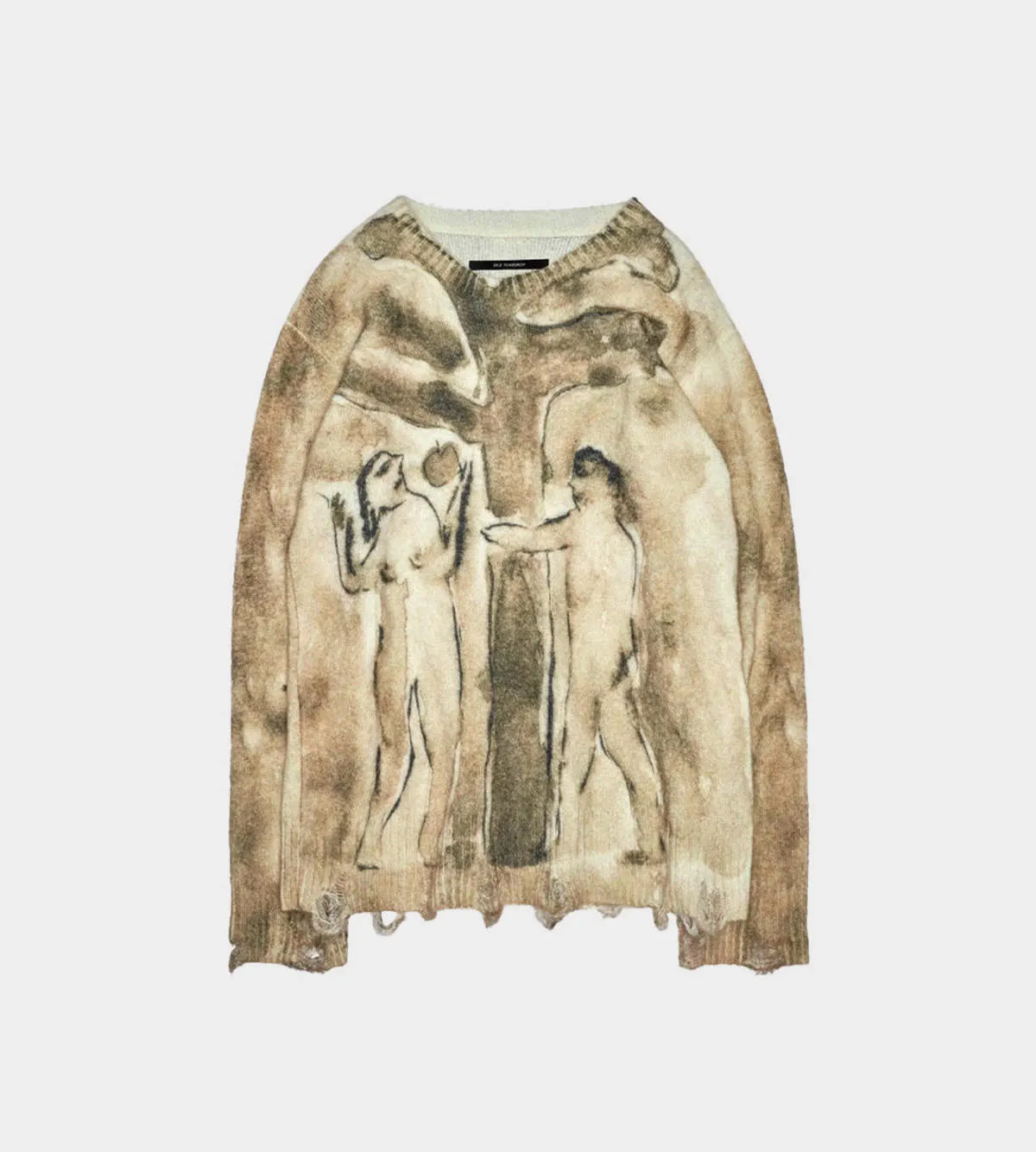 Digital Print Oversized Sweater - Beige