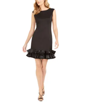 Donna Ricco Womens Ruffle Scuba Dress