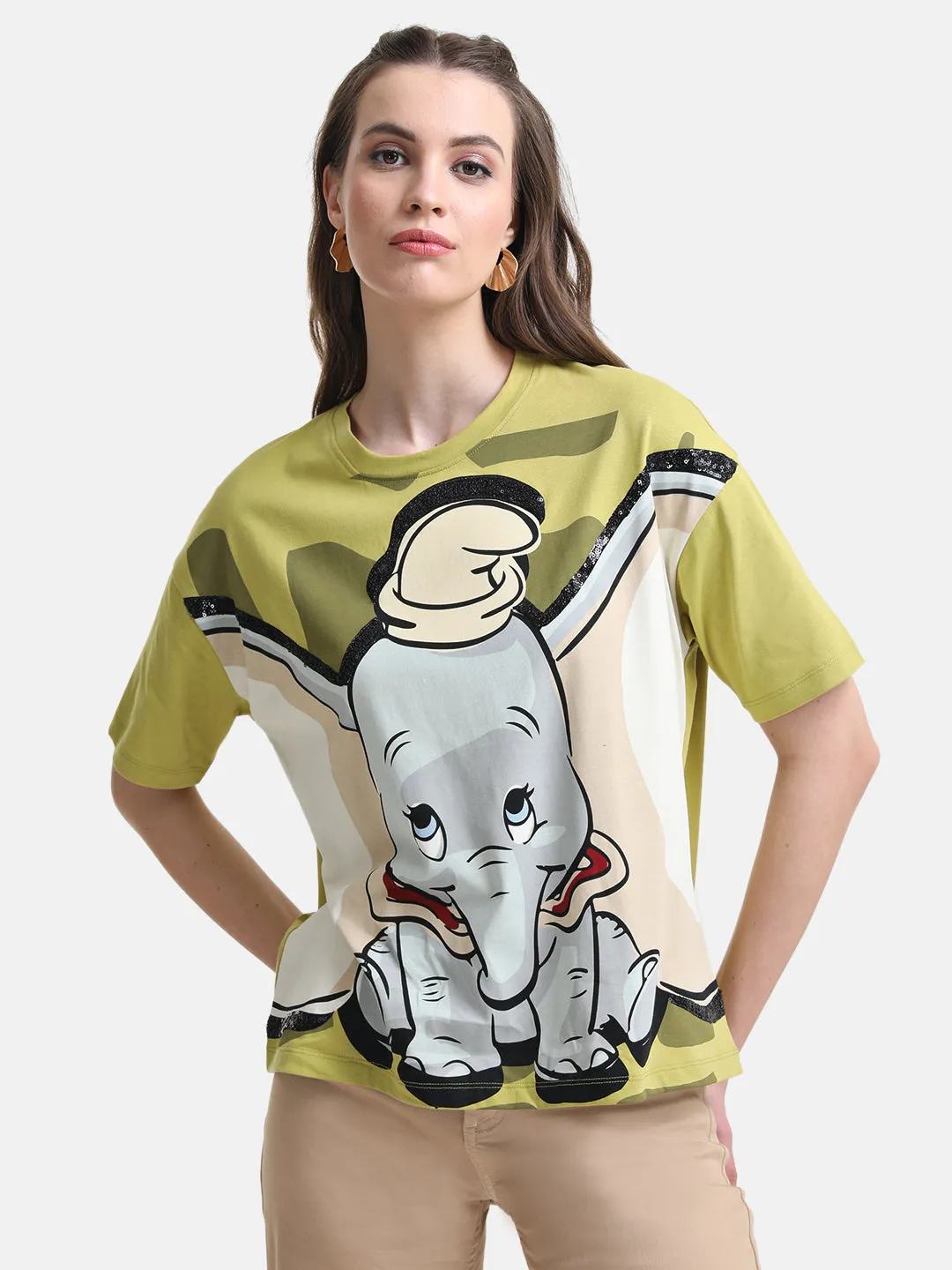 Dumbo Graphic Print T-Shirt With Sequin