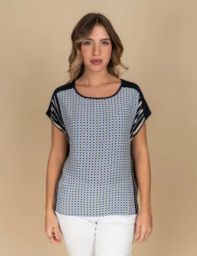 Elena Mirò - T-shirt stampata in viscosa ECOVERO™ blu