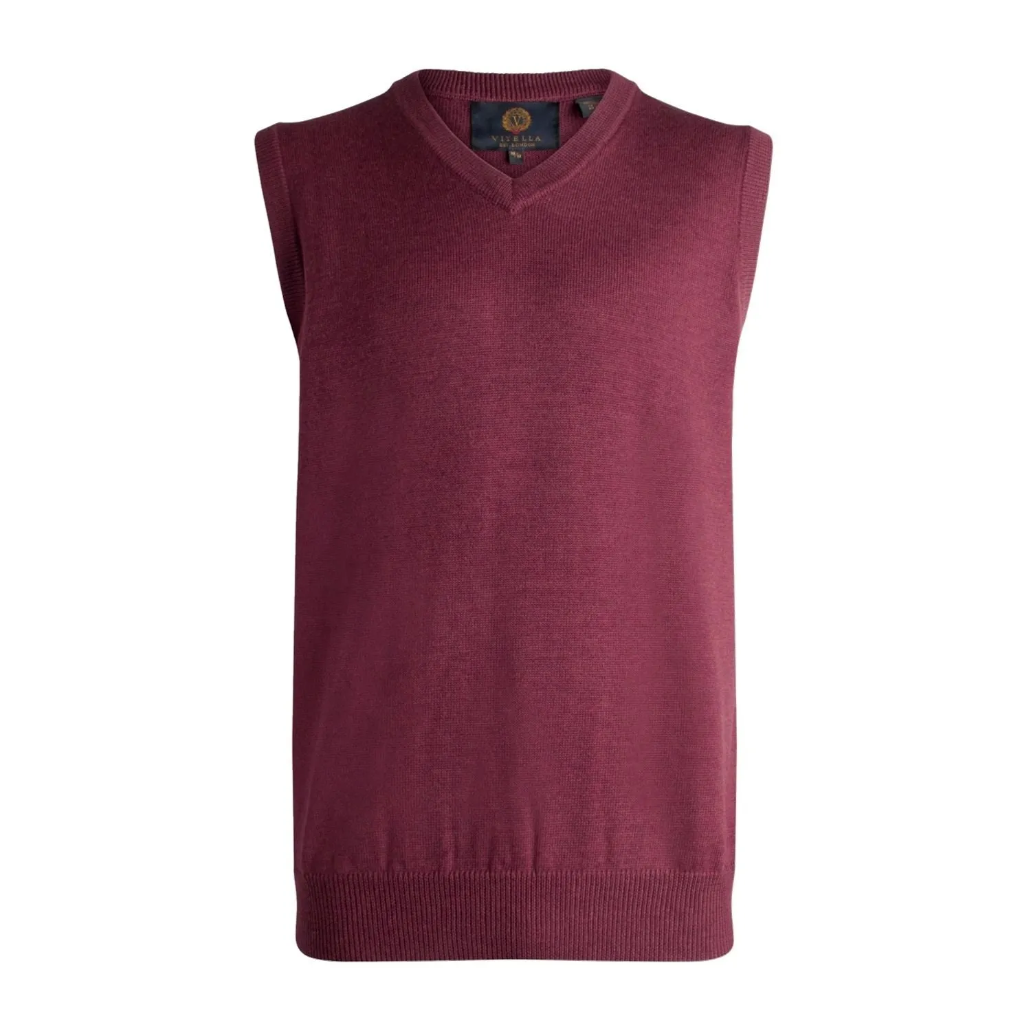 Extra Fine 'Zegna Baruffa' Merino Wool V-Neck Sleeveless Sweater Vest in Ruby Wine by Viyella