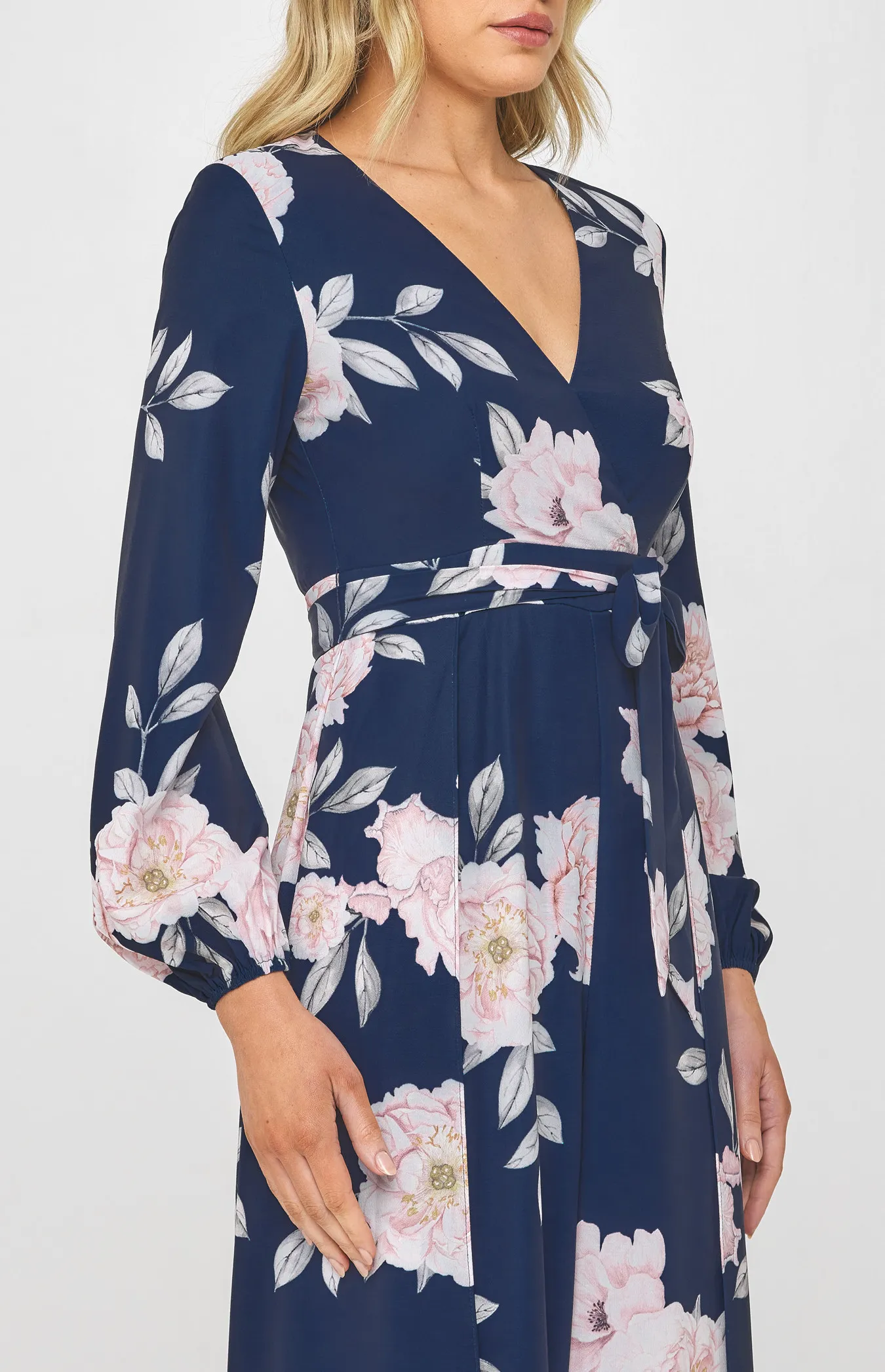 Floral Cross Front Jumpsuit with Split Leg Detail (SJP534B)