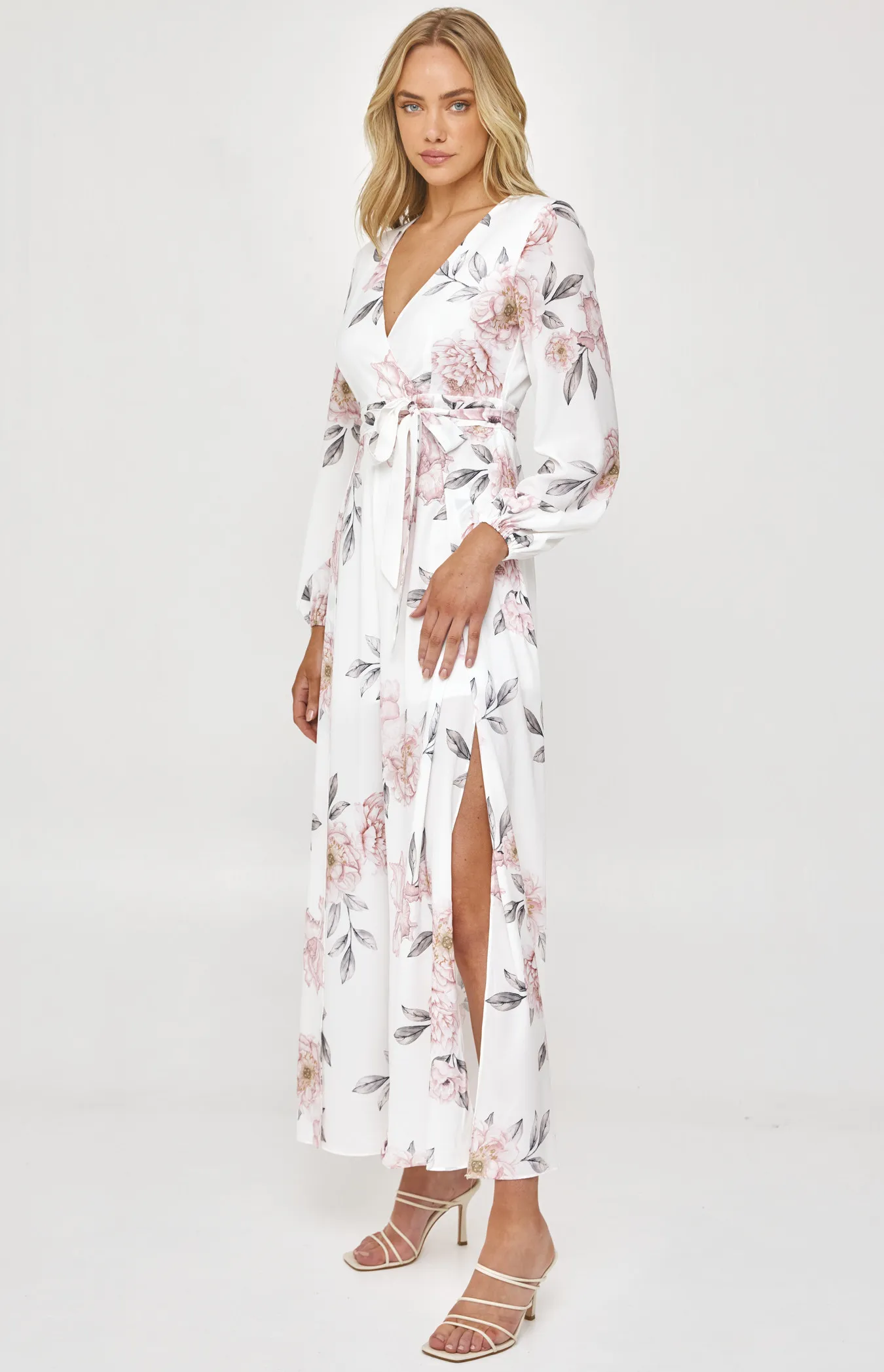 Floral Cross Front Jumpsuit with Split Leg Detail (SJP534B)