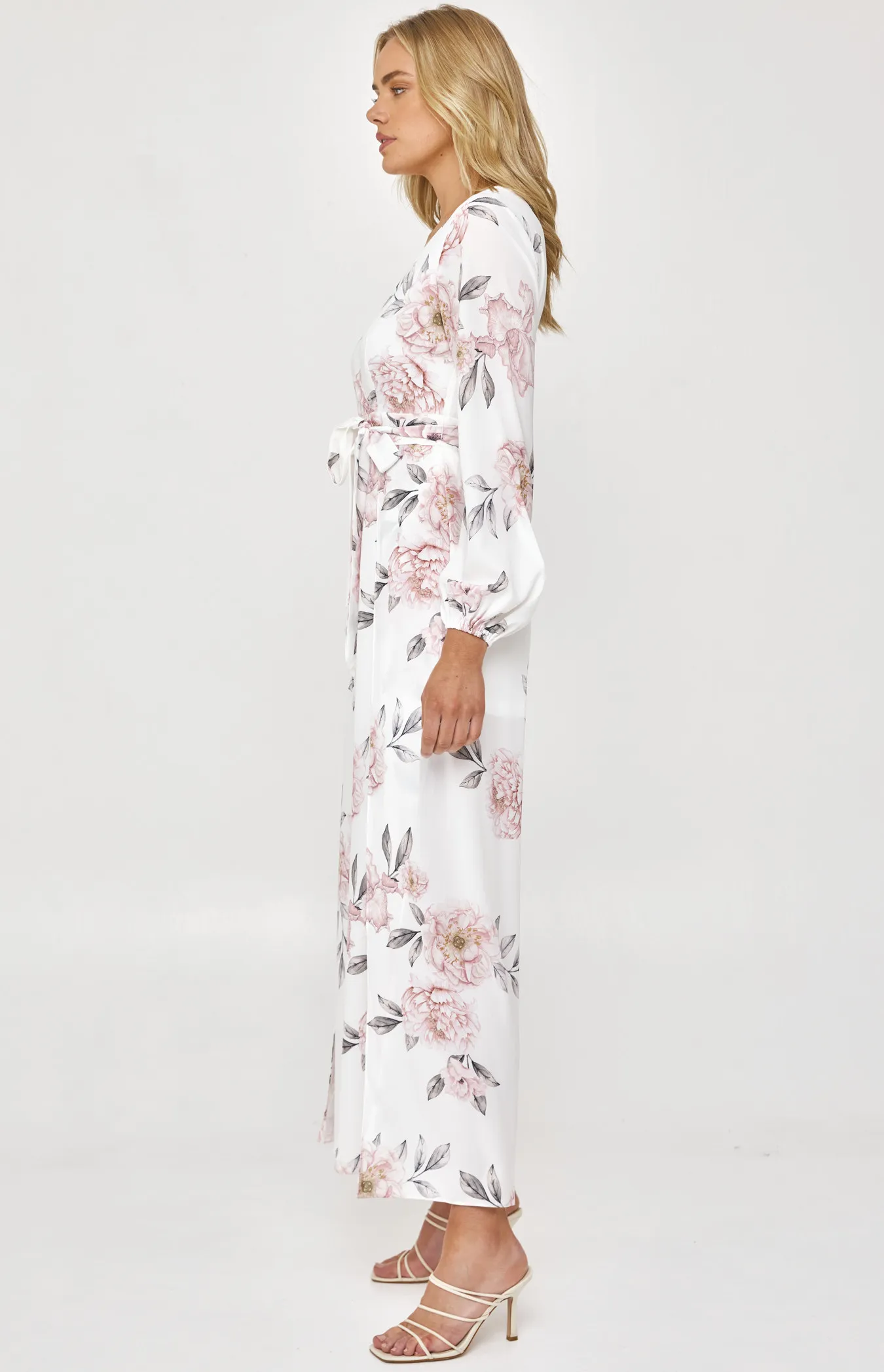 Floral Cross Front Jumpsuit with Split Leg Detail (SJP534B)