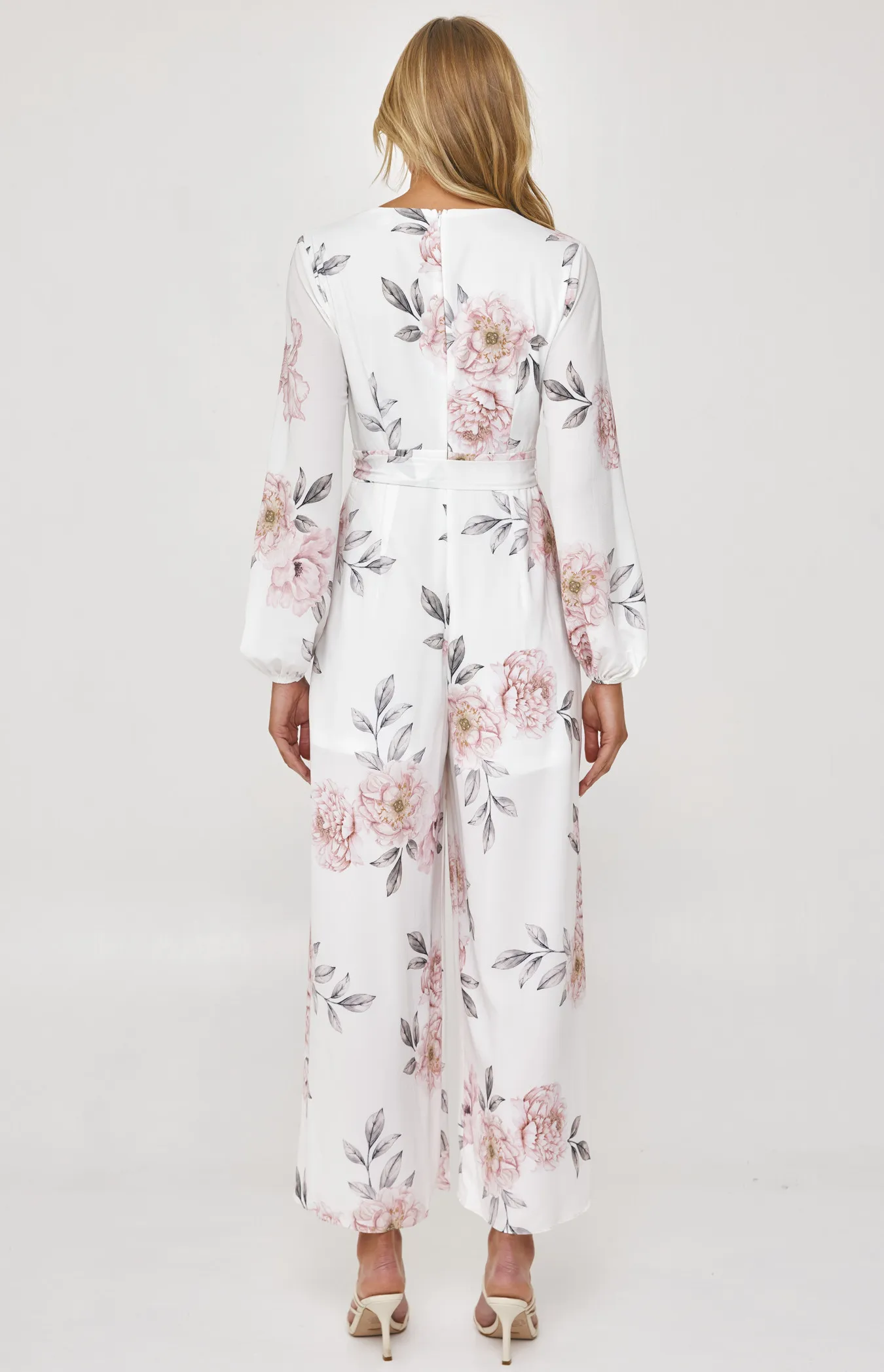 Floral Cross Front Jumpsuit with Split Leg Detail (SJP534B)