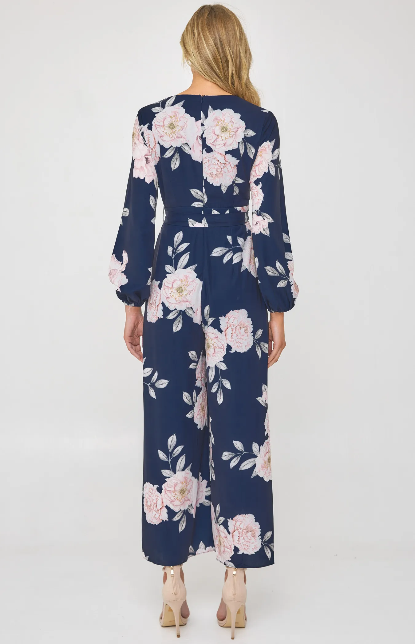 Floral Cross Front Jumpsuit with Split Leg Detail (SJP534B)