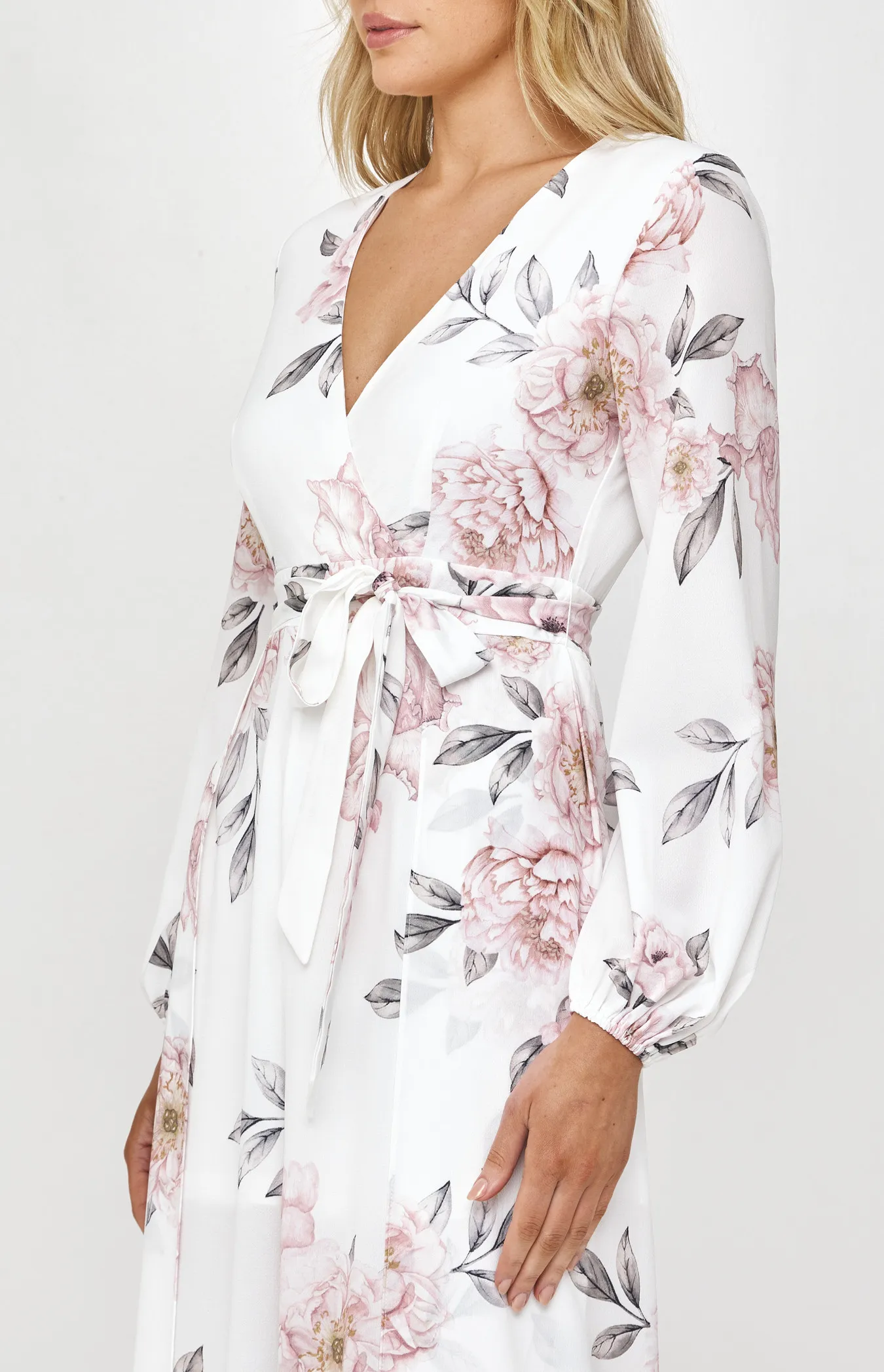 Floral Cross Front Jumpsuit with Split Leg Detail (SJP534B)