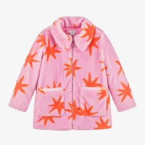 Girls Pink Faux Fur Cosmic Stars Coat