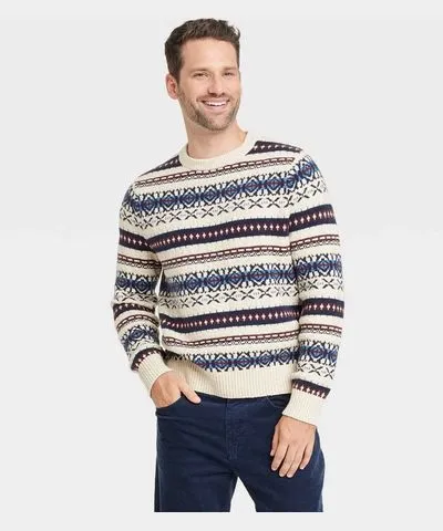 Goodfellow & Co Men's Crewneck Pullover Sweater - Goodfellow & Co™ Blue Fair Isle