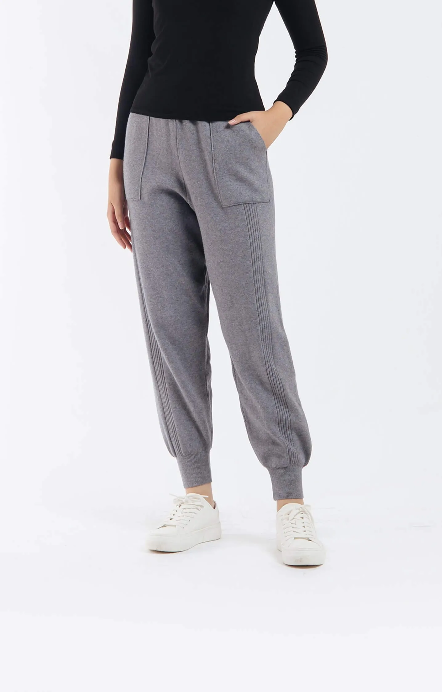 Grey Basic Knit Winter Jogger