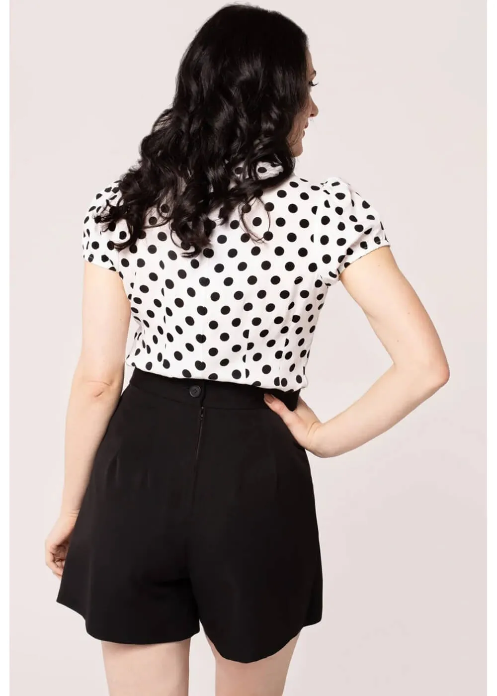 Hell Bunny Yaya Polkadot 40's Blouse White