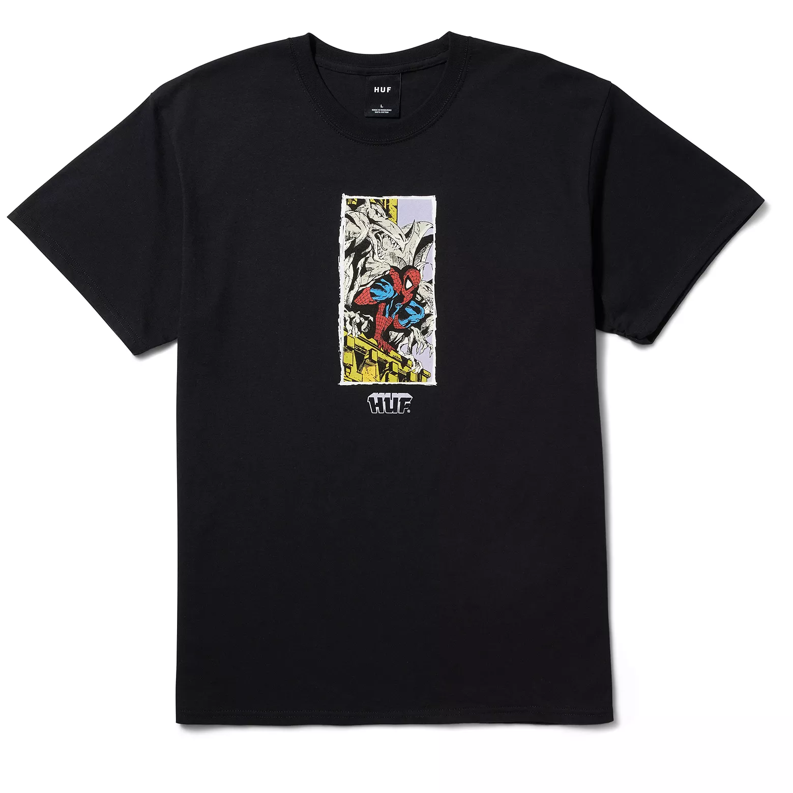 HUF T-SHIRT SPIDERMAN MOODY BLACK