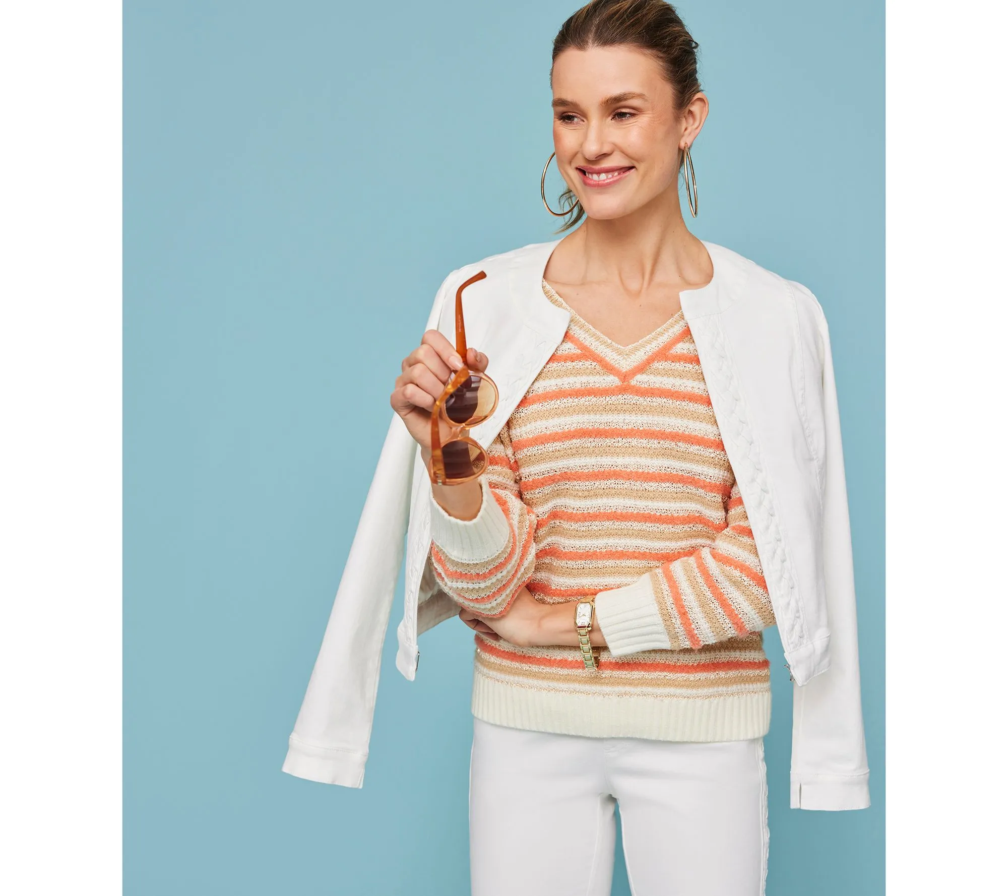 Isaac Mizrahi Live! True Denim Crop Jacket w/ Braided Detail