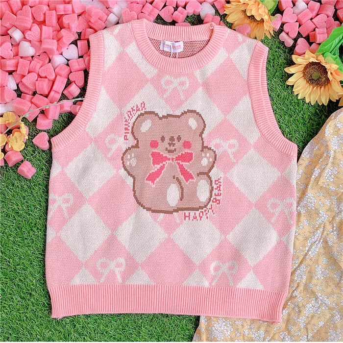 Japanese CUTE Cartoon Bear student versatile vest BY9022