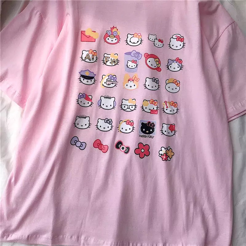 JAPANESE CUTE CAT PRINT PASTEL PINK T-SHIRT BY60038