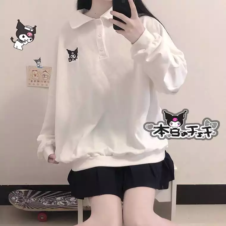 JAPANESE CUTE KUROMI SOFTGIRL POLO SWEATSHIRT BY90012