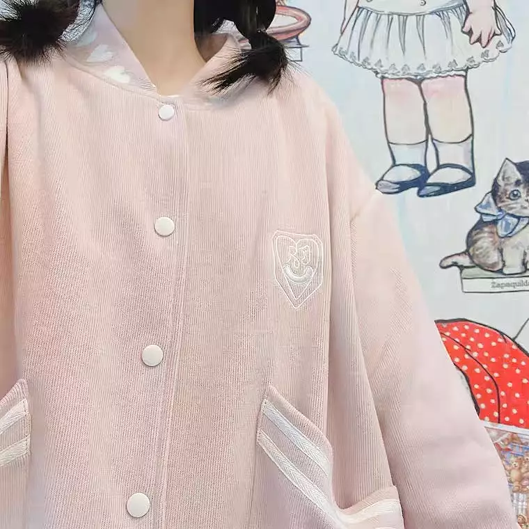 JAPANESE CUTE LOVE EMBROIDERY BESTIE COAT BY50011