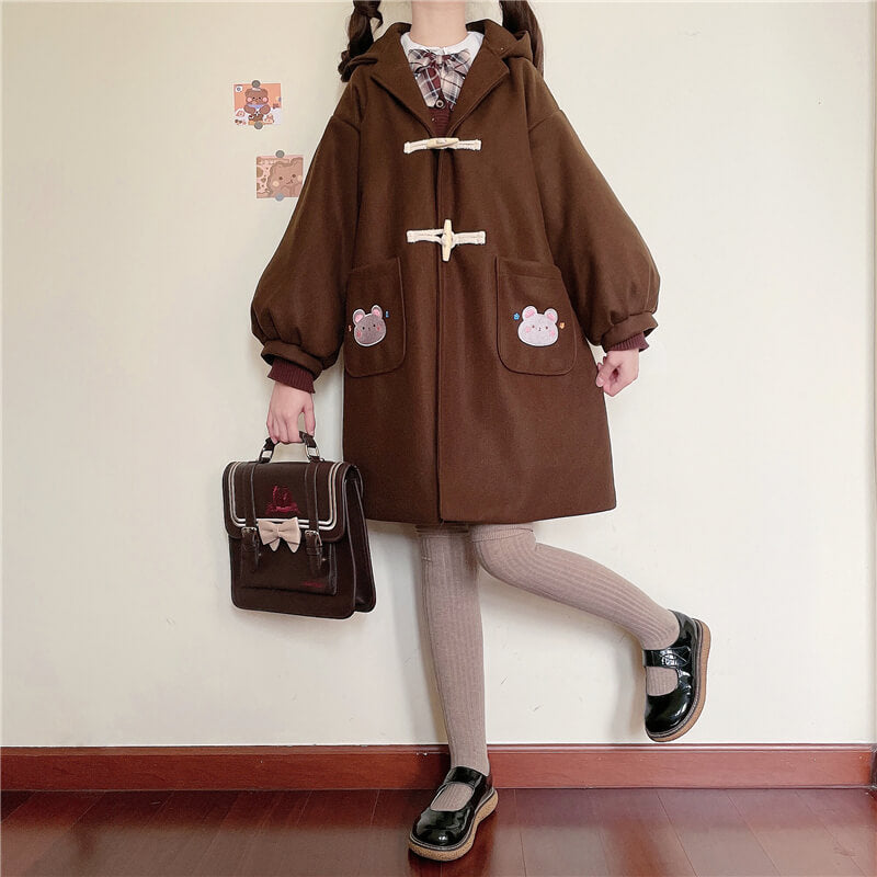 Japanese cute medium and long wool coat BY900021