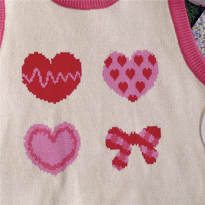 Japanese CUTE pink heart student versatile vest BY9023