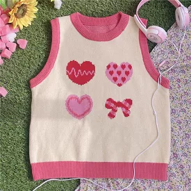 Japanese CUTE pink heart student versatile vest BY9023