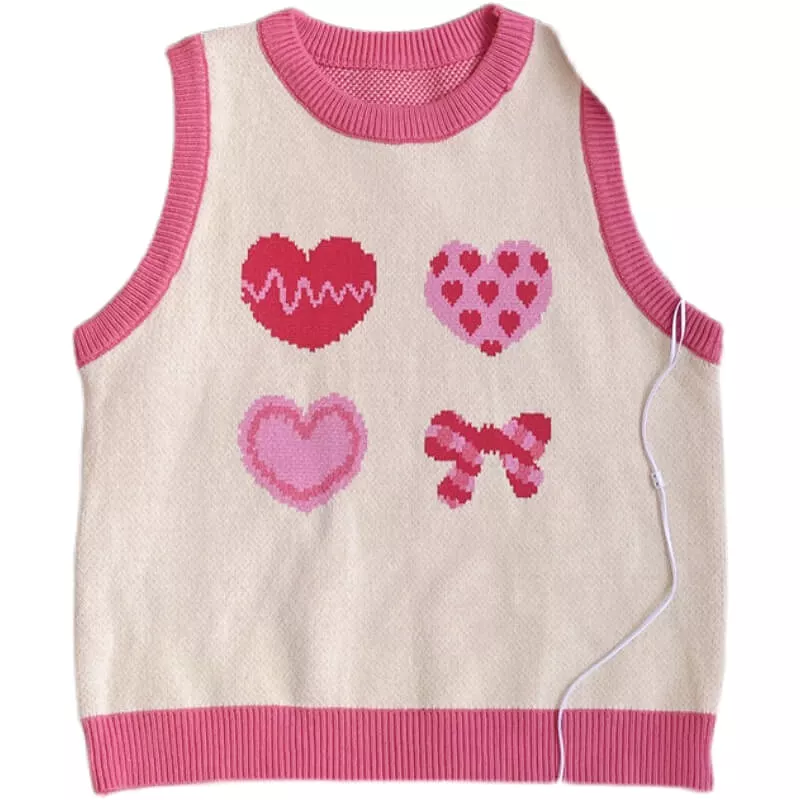 Japanese CUTE pink heart student versatile vest BY9023