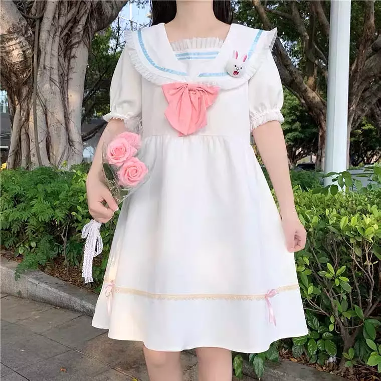 JAPANESE CUTE RABBIT EARS NAVY COLLAR DRESS BY50040