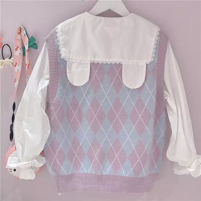 JAPANESE CUTE RABBIT PASTEL PURPLE SOFT VEST BY90188