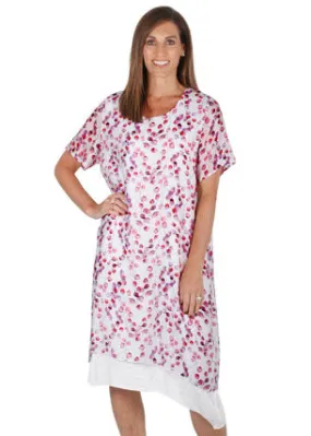 Jillian Leaf Print Dress (pink only)