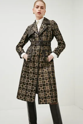 Logo Jacquard Belt Trench Coat | Karen Millen